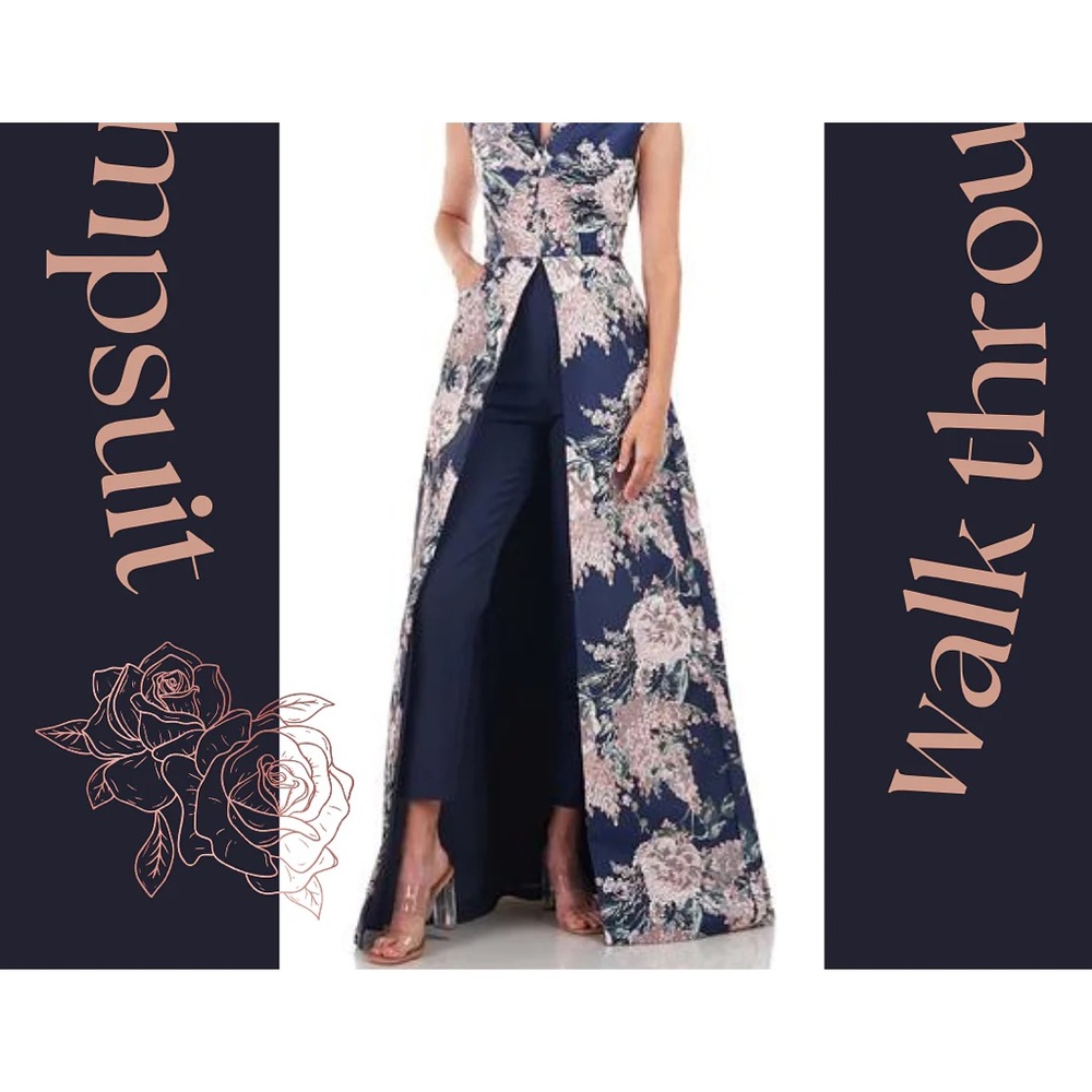 Kay Unger New York - Brocade walk thru jumpsuit.